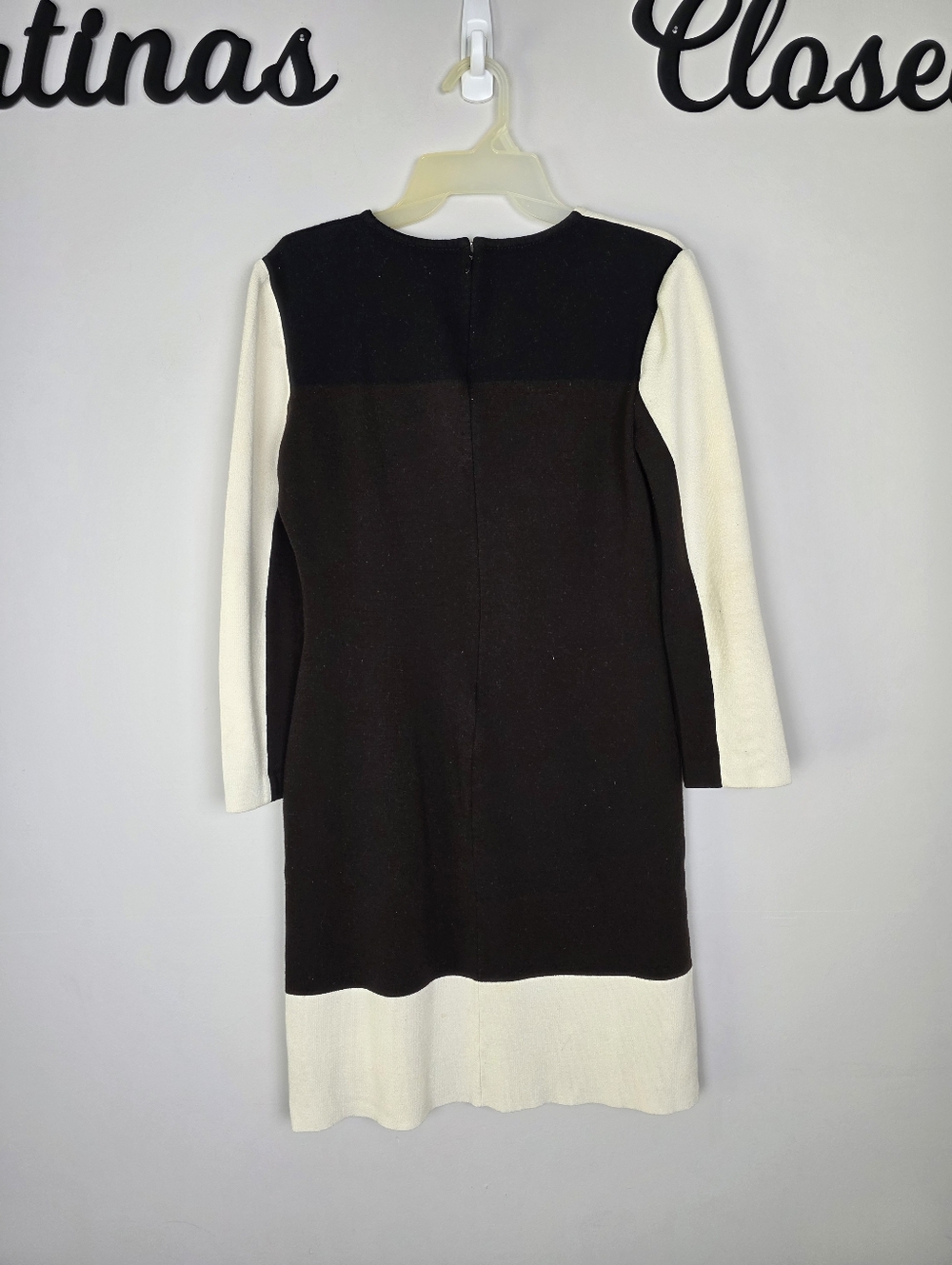 St John Wool blend brown black and white color block sheath dress size 8 - Picture 5 of 10